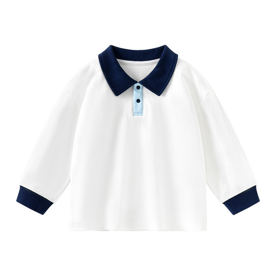 
Children's polo shirts long-sleeved T-shirts boys' lapel tops preppy style girls spring baby clothes spring sweatshirts