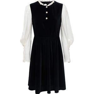 
Vero Moda dress 2025 autumn new fungus collar pearl breasted A-line velvet skirt 32537D021