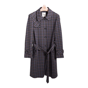 FUFEN Spring and Autumn Trench Coat Women's New Lapel Plaid Retro Coat Cotton Coat FY-14681