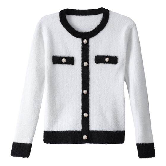 
Mink velvet short sweater for women autumn and winter 2025 new thickened small fragrance style color matching slim fit inner knitted bottoming shirt