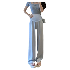 
Pregnant women's ice silk wide-leg pants do not tighten the belly during pregnancy, spring and summer thin outer wear new belly-supporting floor-length leggings