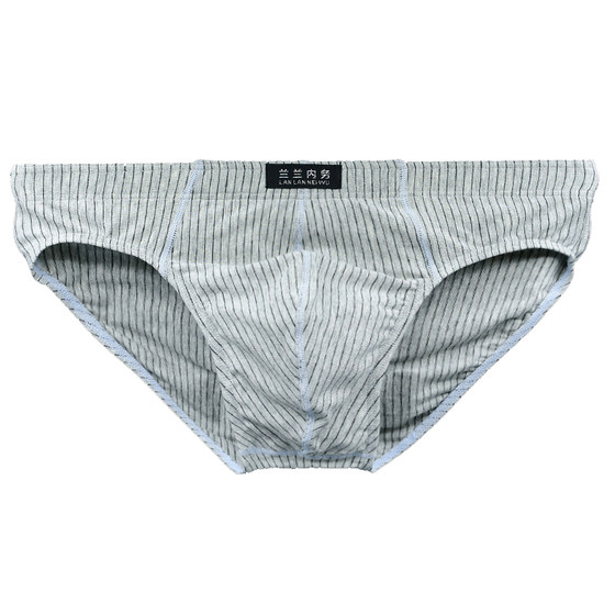 
3 pairs of men's triangle mid-waist pure cotton underwear, sweat-absorbent, breathable, striped comfortable shorts, long-staple old cotton underwear