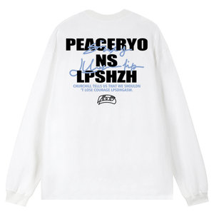 American -style high street letter printing autumn 270g long -sleeved long -sleeved T -shirt male ins tide brand design sense loose bottom shirt
