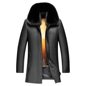 
Haining winter genuine leather jacket for men, sheepskin, fox fur collar, middle-aged and elderly fur mink coat, daddy outfit