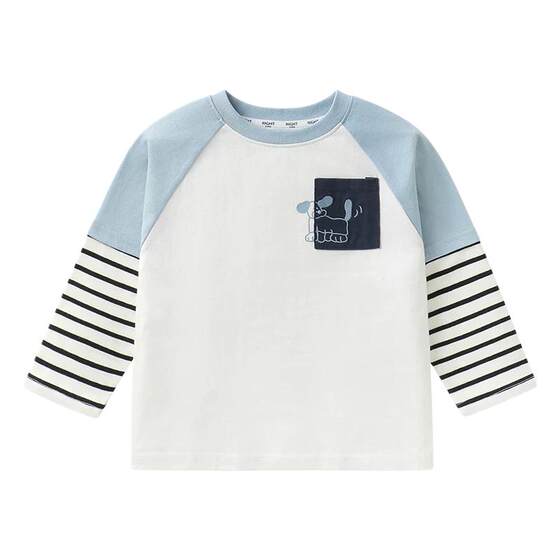 
Right European children's bottoming shirt for boys and girls, fake two-piece long-sleeved T-shirt, versatile spring and autumn new children's clothing inner top