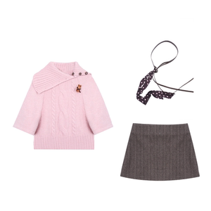 
Tianli Dadai Autumn Taotao multi-wear cape style high-neck cable sweater top + A-line skirt for women