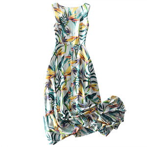 
Special #25 new summer fashion brand silk dress mulberry silk French print high waist big sway temperament long skirt