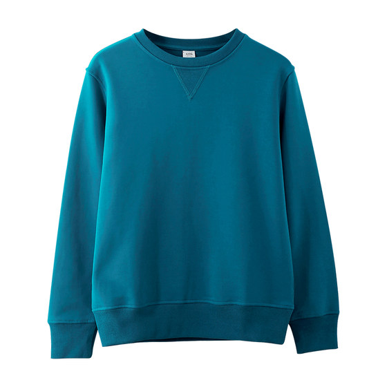 
320g sweatshirt men's autumn long-sleeved round neck pullover solid color heavyweight t-shirt spring and autumn blue loose autumn and winter royal blue