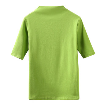 Short sleeve cotton half turtleneck T-shirt quarter sleeve mom