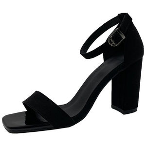 
Sexy black one-line buckle sandals 2026 new summer fairy style versatile temperament thick heel fashion high heels