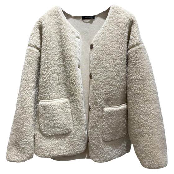 Fine rice customization, lamb fur coat, women's winter thickened and warm Korean style small top