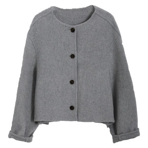 Tumanduo gray double-sided woolen coat for women in autumn and winter new style small style short woolen short coat