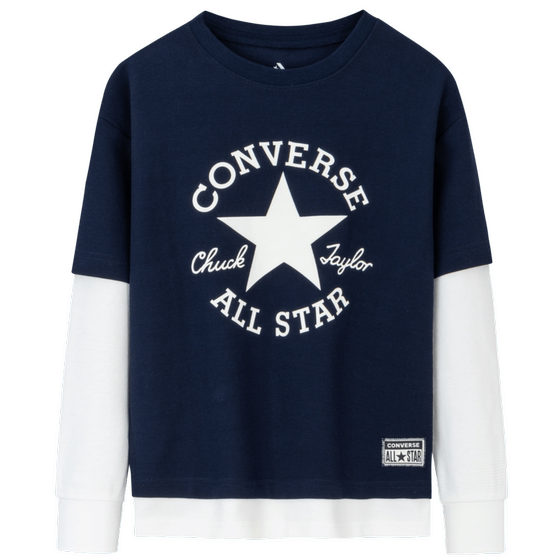 
Converse children's clothing boys' long-sleeved T-shirt new spring style pure cotton medium and large children's spring tops casual bottoming shirt