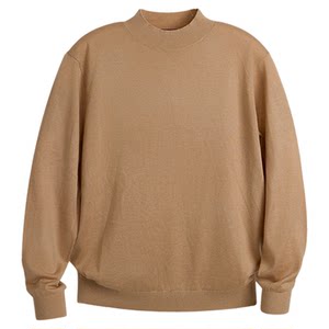 
[Cashmere Wool Bottoming Thin Style] Square Medium Half Turtleneck Sweater Pullover Solid Color Long Sleeve Sweater for Men