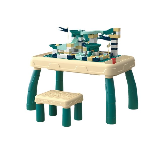 Because of the children's multi -functional building blocks and chair suits, large particles slide lanes to learn table men and girls gifts