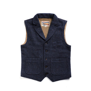 Red Wind and American retro woolen woolen vest heavy rough flower woolen woolen wool tweed human character pattern Amei Kazakh vest male
