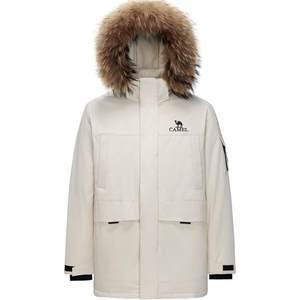 
Camel Men's Workwear Parker Down Jacket Men's Winter 2025 Fur Collar Couple Thickened Waterproof and Coldproof Jacket
