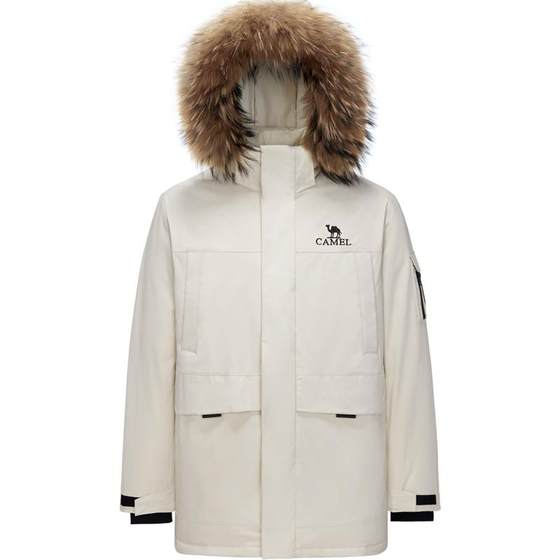 
Camel Men's Workwear Parker Down Jacket Men's Winter 2025 Fur Collar Couple Thickened Waterproof and Coldproof Jacket
