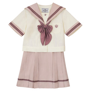 
[Yue Ye HOUSE] *Shuji Gao*Original gentle cream yellow body rose pink three Japanese short-sleeved JK summer suit