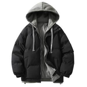 Tongzhou Paul autumn winter men's down cotton coat fake two hooded couple cotton clothes tide thick loose jackets
