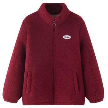 Mom lamb wool jacket winter grandma cotton jacket plus velvet