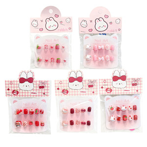 
Children's Wear Cartoon Nail Stickers Cute New Year's Manicure for Little Girls 4-10 Years Old Stickers Short Soft Nail Stickers