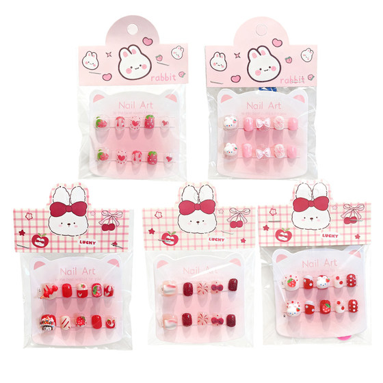 
Children's Wear Cartoon Nail Stickers Cute New Year's Manicure for Little Girls 4-10 Years Old Stickers Short Soft Nail Stickers