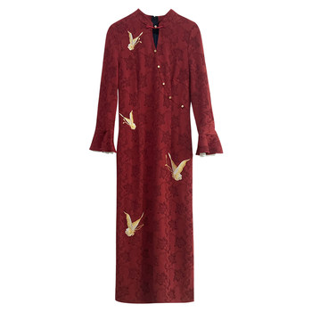 
Meet the new Chinese style red butterfly embroidered cheongsam