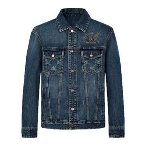 
Cavalli Class Cavalli Men's Fall and Winter New Letter Embroidered Lapel Denim Jacket Casual Jacket