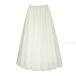 Fashionable and trendy autumn and winter new star style Li Duohai solid color long gauze skirt A-line large hem mesh fluffy skirt