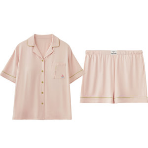 Red bean couple pajamas Modal summer thin cooling short -sleeved shorts can wear men's home clothing suits
