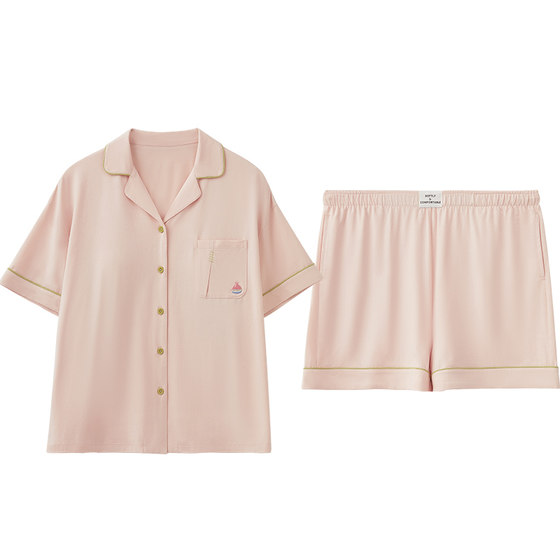Red bean couple pajamas Modal summer thin cooling short -sleeved shorts can wear men's home clothing suits
