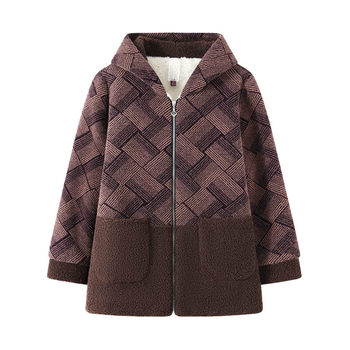 
Mom's winter clothing plus velvet and thickened mink velvet jacket 2025 new middle-aged and elderly style warm lamb wool cotton coat for women