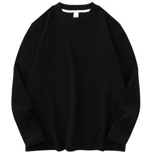 Long -sleeved T -shirt men with virtue bottoming shirt double -sided velvet neck clothes plus velvet thick warm pure color autumn clothes