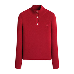 
Navigare Italian small sailing ship 2025 autumn new half open collar cashmere sweater women's knitted wool sweater