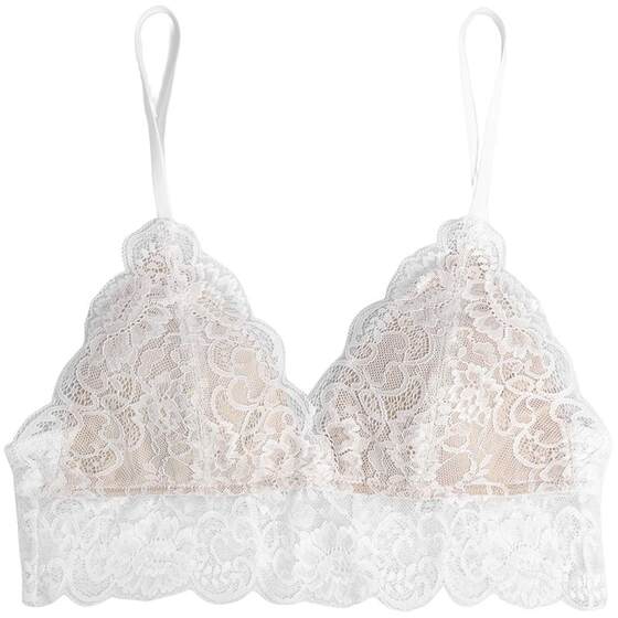 Curious Miss lace French underwear for women with thin beautiful back sexy bra set with no steel rings and big breasts showing white breasts