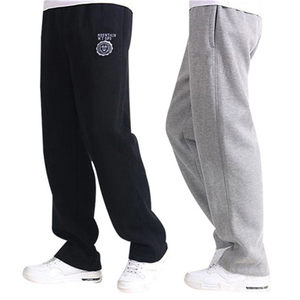 Spring and Autumn Men's Sports Pants Straight Comb with Cotton Bouquet Footfall Loose Loose Zipper Three Bars Leisure and Velvet Pants