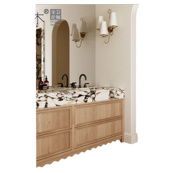 Classic solid wood Bvlgari marble bathroom cabinet