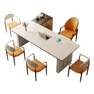 
Light luxury slate tea table and chair combination one table and five chairs simple kettle integrated tea table office island tea table