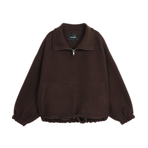 
pusumede Evening Breeze Whisper Brown Short Wool Coat Women's Design Drawstring Double-sided Wool Coat