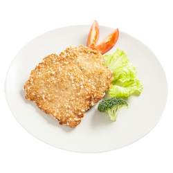 Golden fried pork chops are made of whole pork tenderloin box