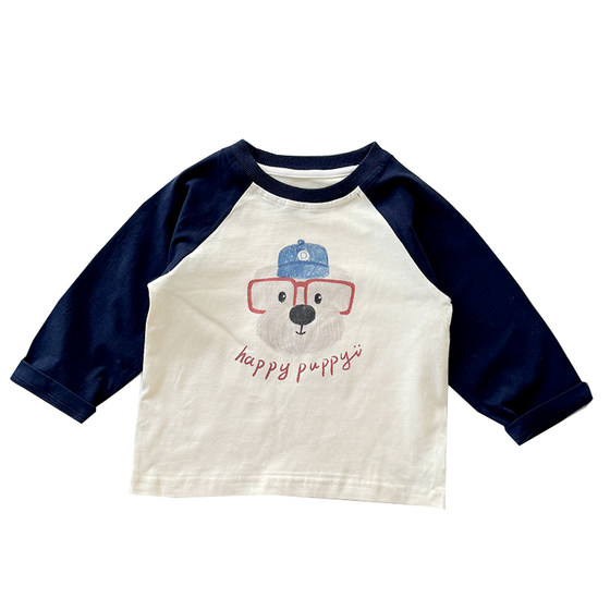 
Digital direct spray children's autumn clothes boys long-sleeved T-shirt girls contrasting color base shirt baby cotton rag-sleeved top