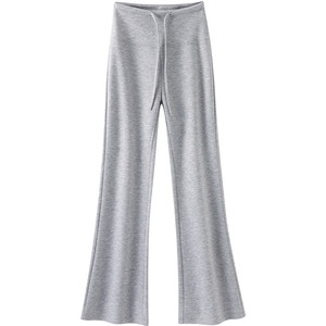 
Gray high-waisted boot-cut pants for spring and summer thin drawstring yoga slimming sports pants for women casual hottie leggings