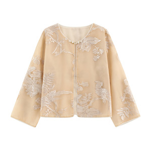 
[Cha Ji] New Chinese style light 100 silk three-dimensional embroidery elegant temperament handmade buttoned jacket-SS1453