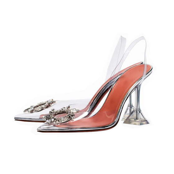 Baotou transparent sandals female fairy Fengxia new fine heel net red rhinestone sexuality celebrity temperament crystal high heels