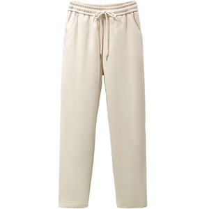 
Spring and Autumn 2026 New Narrow Version Straight Leg Sweatpants Women's Sports and Leisure Plus Velvet Draping Wide Legs Apricot Autumn and Winter American Style