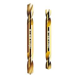 Double-ended twist drill bits for drilling holes in super-hard tungsten steel