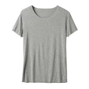 Whenever wearing bamboo fiber men's thin round neck short -sleeved T -shirt no trace, comfortable summer dress
