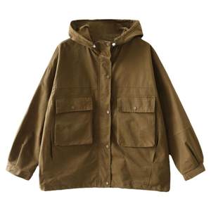 
Pelvin cotton Commuter hooded large pocket windbreaker mid-length style ~ Mountain workwear 100 cotton loose large-size jacket autumn