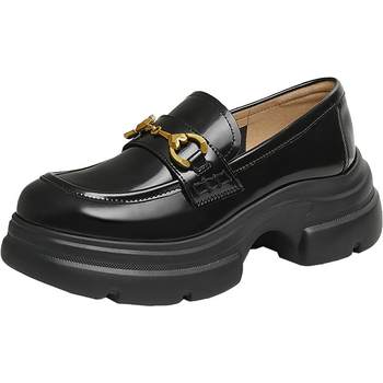 Lu Yuxiao same style TATA he and her magic detective thick-soled loafers, women's leather black leather shoes, JK shoes single shoes